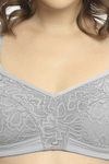 Soie Double Layered Non Wired Full Coverage Lace Bra - Ash Grey — thumbnail 5